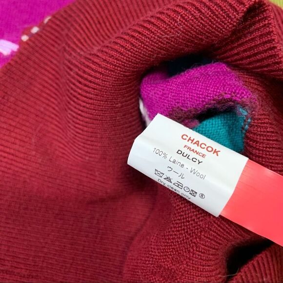 Chacok France Dulcy 100% Wool Multicolor Cat Sweater Boatneck - Picture 7 of 8